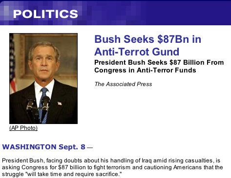 Bush Seeks $87Bn in Anti-Terrot Gund